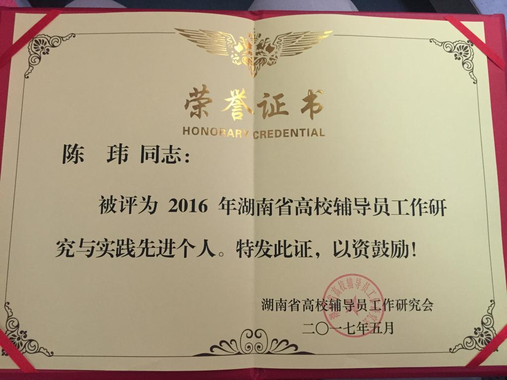 陈玮——省级辅导员先进个人